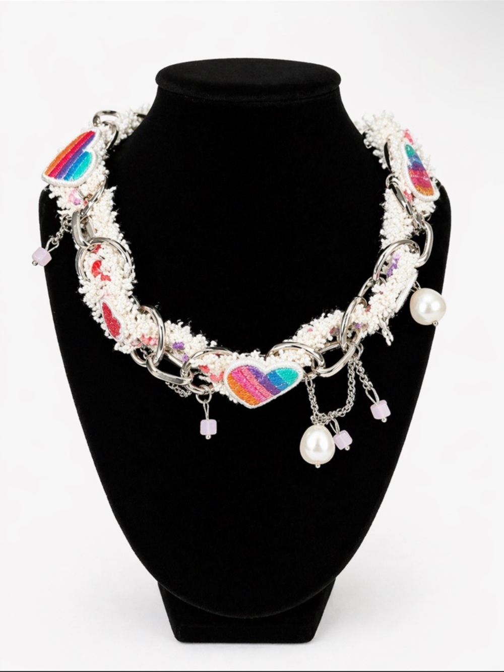 Boho Rainbow Heart Charm Necklace